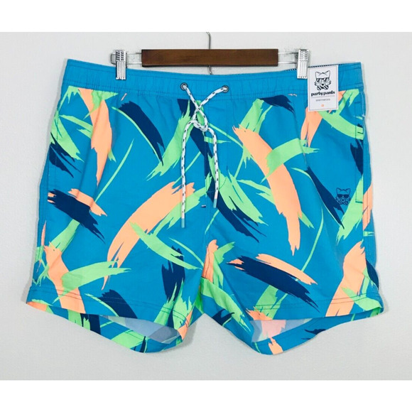Party Pants Swim Trunks Shorts Multicolor Pastel Neon Retro Mens XXL 2XL‎ NEW - Picture 1 of 10